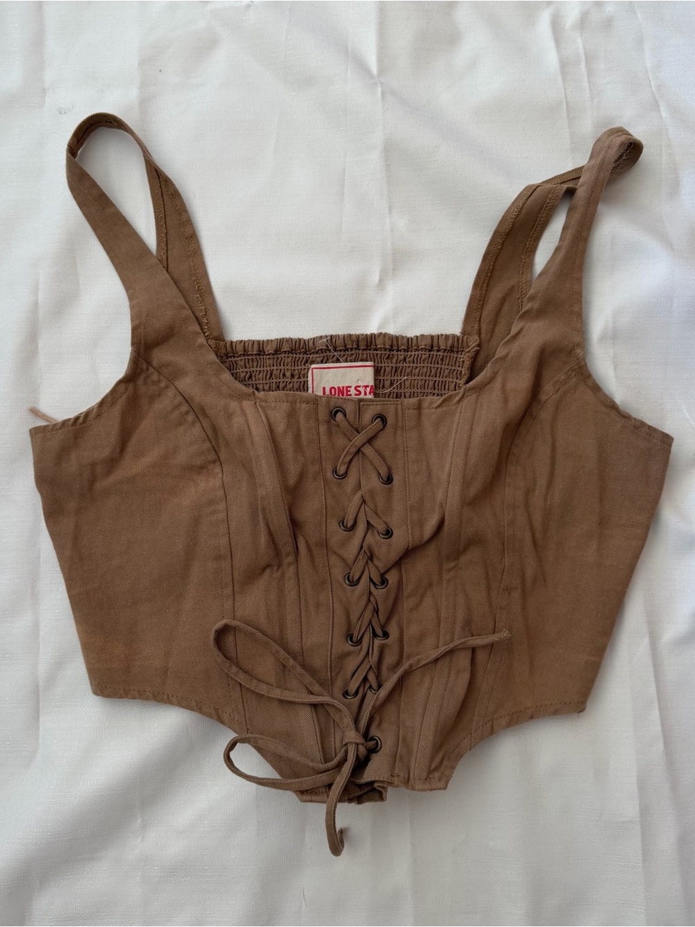 Lone Star brown corset top with rouched back